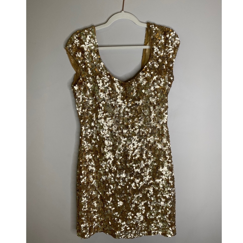 SCALA Gold Sequin Mini Dress || Size 16